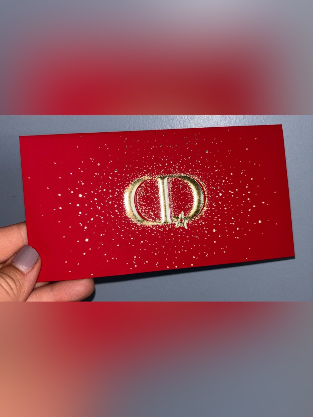 Dior Red Envelope with Gold CD Emblem